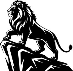 lion on mountain silhouette vector illustration