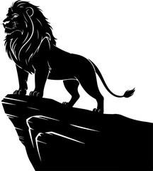 lion on mountain silhouette vector illustration