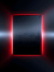 A dark textured rectangular frame with a vibrant red glow and dramatic side lighting