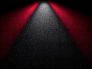 Dramatic dark textured background with converging red and white spotlights offering ample negative space
