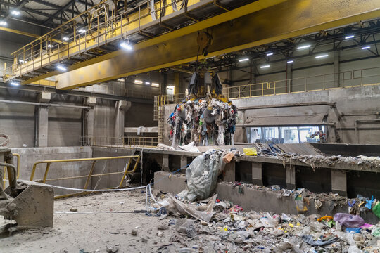 Heavy Machinery Operating in a Waste Processing Facility