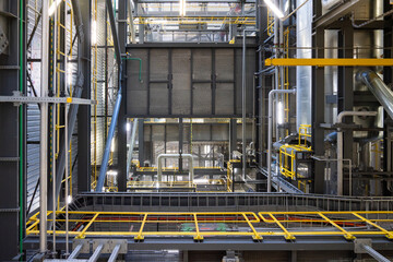 Industrial Facility Interior Showcasing Complex Machinery Layout