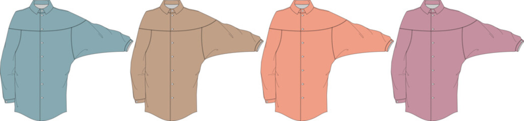 Naklejka premium Versatile collection of flat vector illustrations depicting lightweight jackets and raincoats in various colors, ideal for fashion design and apparel mockups