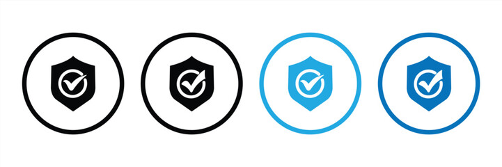 check mark icon or security shield protection icon with check mark symbol, vector illustration