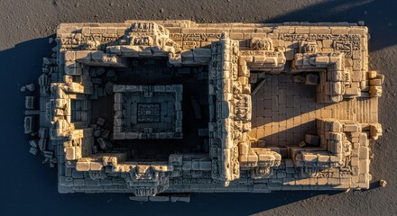 Ancient Stone Temple Ruins Surrounded by Desert Landscape in Bright Sunlight