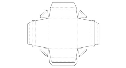 A packaging template with dotted cut lines. The template design is perfect for packaging small items, or use as a guide