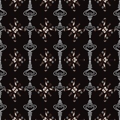 Seamless fabric pattern, Bohemian, Black Brown, White, Geometric, Antique, Native American, Fabric, Background 