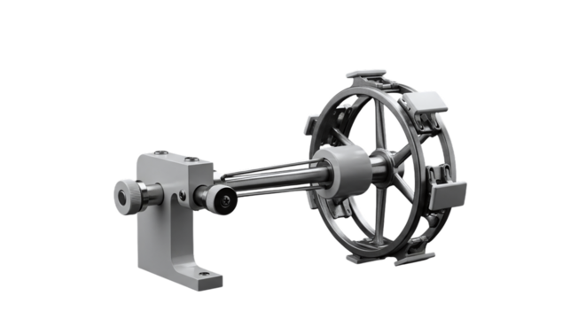 Mechanical Component with Rotating Wheel isolated on a transparent background