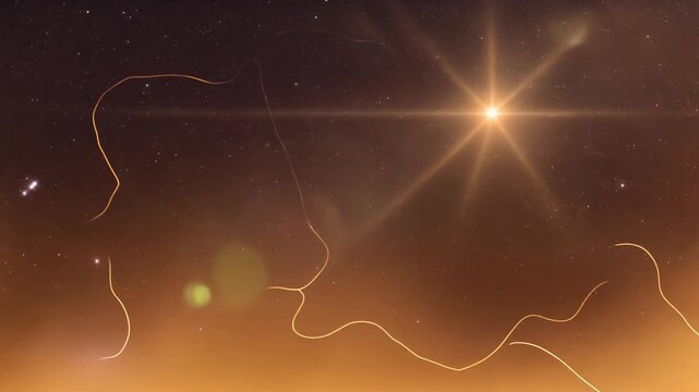 Mysterious glowing tendrils of unknown origin floating in deep space with a bright starburst and cosmic nebula in the background