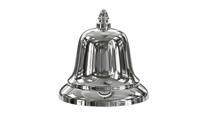 Elegant vintage silver bell with ornate detailing isolated on transparent background
