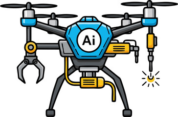 Advanced AI-Powered Drone with Robotic Arms and Welding Capabilities for Industrial Applications.