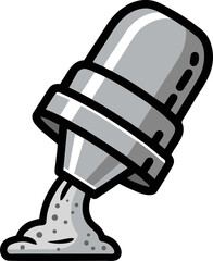 Cement pouring from a bucket, construction material.