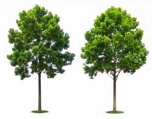 Pair of Fresh Green Trees Cut Out on White