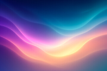 Obraz premium Surreal cosmic flow with layered aurora gradients of pink, blue, and gold, ethereal glow.