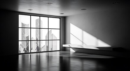 Empty square room with Architecture details of modern building. Black and white tone