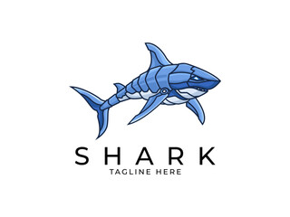 Robotic blue shark logo illustration