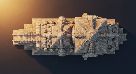 Ancient Pyramid Structure with Intricate Architectural Details in Natural Light