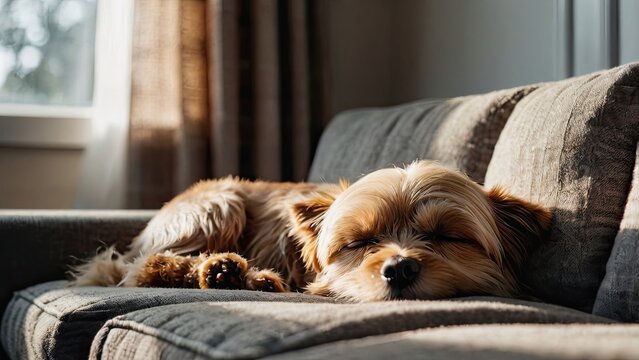 Dog Sleeping Beside Sofa Light