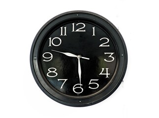 Simple Analog Black Wall Clock Isolated on White