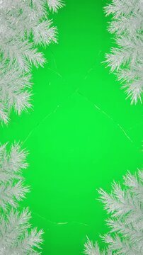 Cold Weather Transformative Effect with ice frozen animation on green screen or trasnparent background distortion, overlay, glitch, static noise, scan lines black background, 4k animated video loop