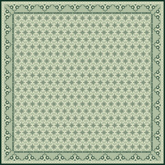 Hijab scarf flower abstract pattern.Ethnic geometric ornament with frame motif border hijab pattern.Design for fabric,print,scarves,shawl,kerchief,bandana,clothing,pareo,pillows,tablecloth,decoration.