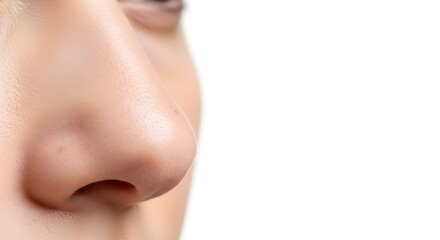 Close-up Macro Shot of a Human Nose and Nostrils Showing Skin Texture and Details