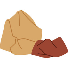 Two Crumbled Paper Bags One Large Tan Color and One Small Red Color Isolated on White Background Representing Packaging or Waste