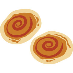 Two Cinnamon Rolls with Swirl Pattern on Transparent Background Isolated Baking Pastry Dessert Sweet Food