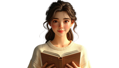 3D Rendered Person Holding an Open Book – book Realistic Reading Pose PNG