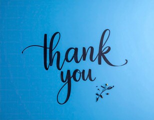 Elegant Thank You Card with Floral Accent on Blue Gradient Background.