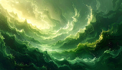 A green abstract wave background
2