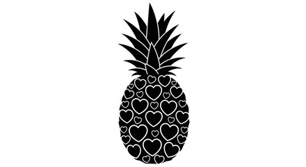 Obraz premium Pineapple with hearts vector illustration tropical fruit art