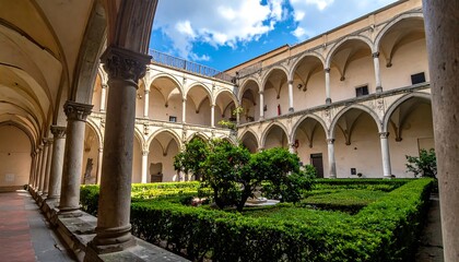 Sunny courtyard of an old European building