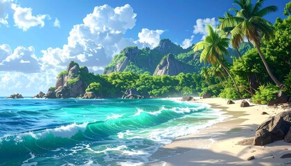 Tropical paradise beach scene