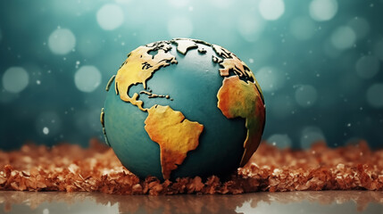 Colorful Globe on Textured Surface With Soft Background Light