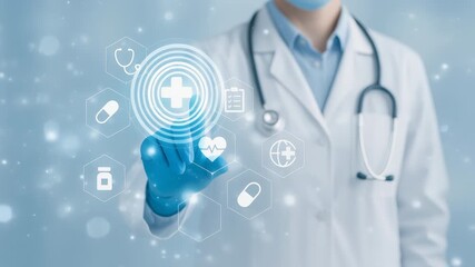 Medical healthcare technology with digital interface and stethoscope glove using machine learning improving doctor diagnostics and patient care - Powered by Adobe