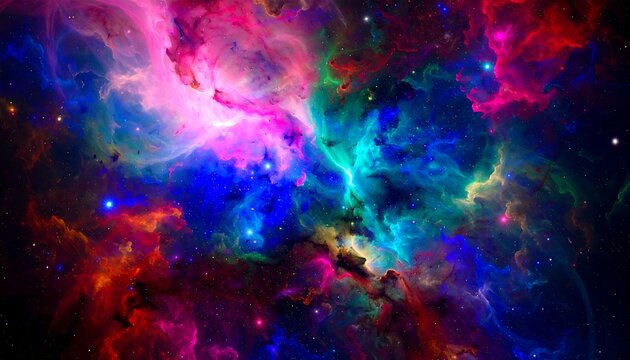 Vibrant nebula with cosmic dust and gas clouds