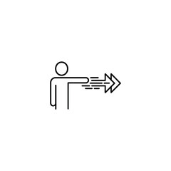Line Art Illustration of a Person Releasing a Symbolic Arrow Represents Launching Progress Propulsion or Moving Forward, Minimalist Design conveying Positive Energy and Direction towards Goals