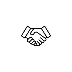 Illustration of two hands shaking represents partnership, agreement, and cooperation. Ideal as logo or sign for business, negotiation, or reconciliation, with clean lines and universal appeal
