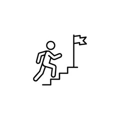 The Pursuit of Success a Determined Individual Climbing Stairs Towards a Flag Symbolizing Achievement Personal Growth and the Realization of Goals a Testament to Effort and Dedication