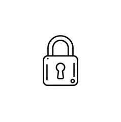 Secure Lock Icon Design Element Representing Safety Security and Protection for Digital or Physical Assets Including User Interface and Web Design Templates with Line Art Style