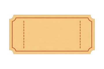Old blank ticket or Movie Ticket. Blank vintage yellow ticket.