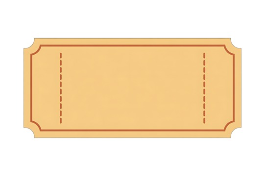 Old blank ticket or Movie Ticket. Blank vintage yellow ticket.