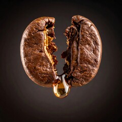 Roasted bean split, oil drop