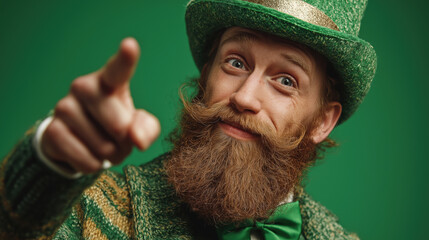Smiling Man in Green Attire Celebrating a Festive Occasion