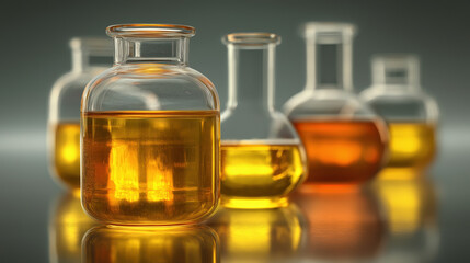 Colorful Liquids in Glass Containers on a Reflective Surface