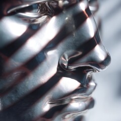 Abstract rendering of a human face with light and shadows