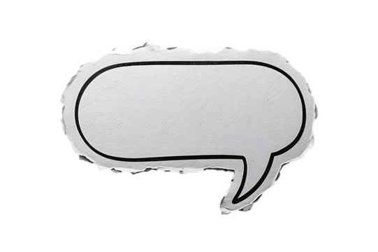 Brown paper bubble. Blank brown cut out cardboard paper speech bubble. Png transparency