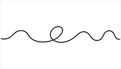 Black wavy line with a loop on a white background simple graphic element abstract curve