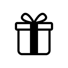 Simple Black and White Gift Box Icon